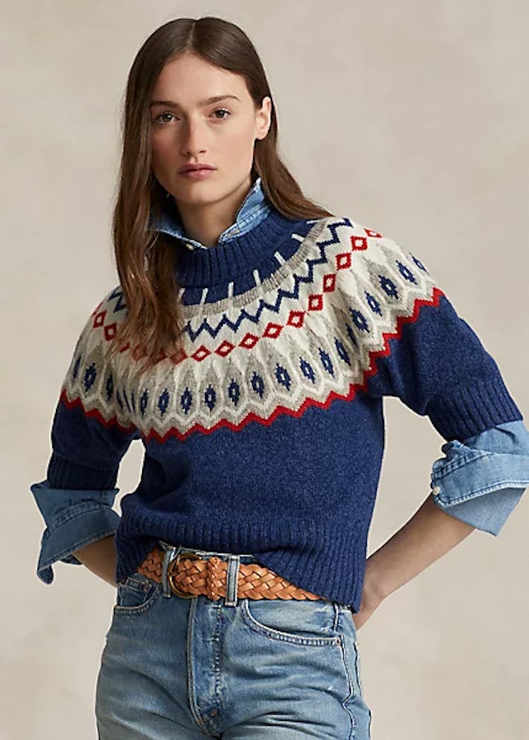 Fair Isle Puff-Sleeve Sweater