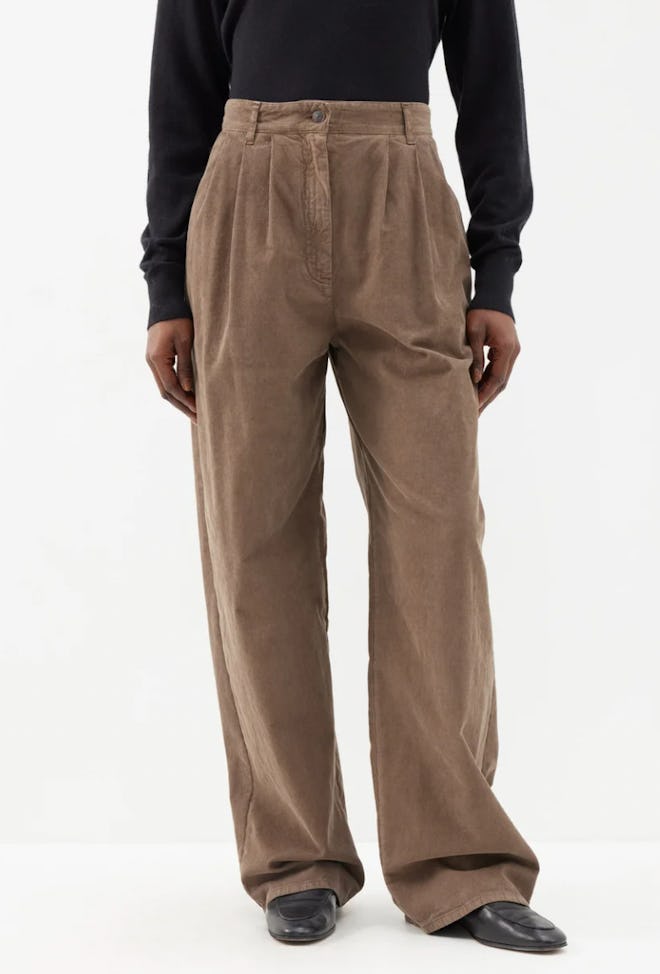 Rufos Pleated Cotton-Blend Corduroy Trousers
