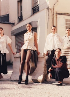 Designer Cynthia Merhej (second from left) with a cast of models and friends, including (from left) ...