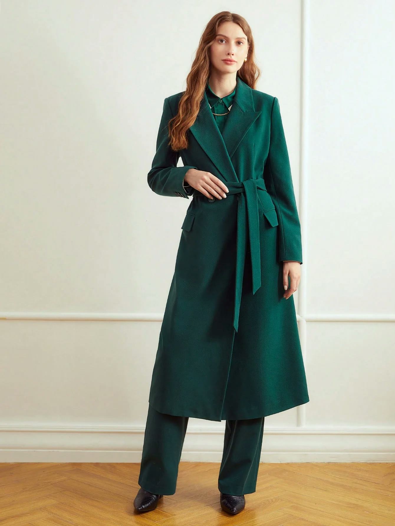 Belted Viscose-Blend Coat