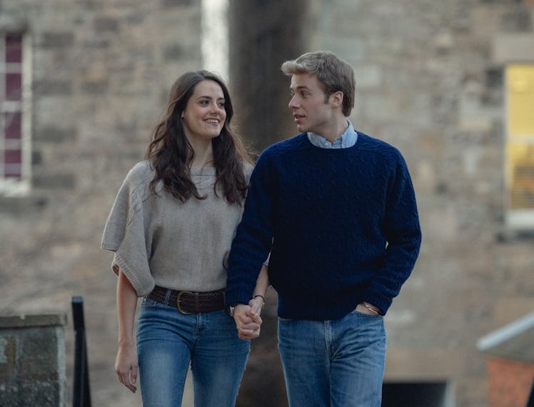 Meg Bellamy as Kate Middleton and Ed McVey as Prince William