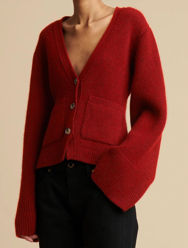 red cardigan wool