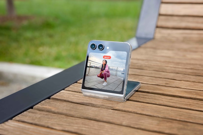Samsung's Galaxy Z Flip5 folds into a selfie stand.