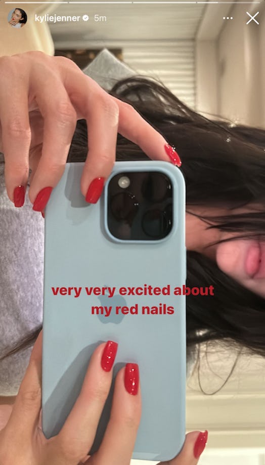 Kylie Jenner’s short cherry red nails.