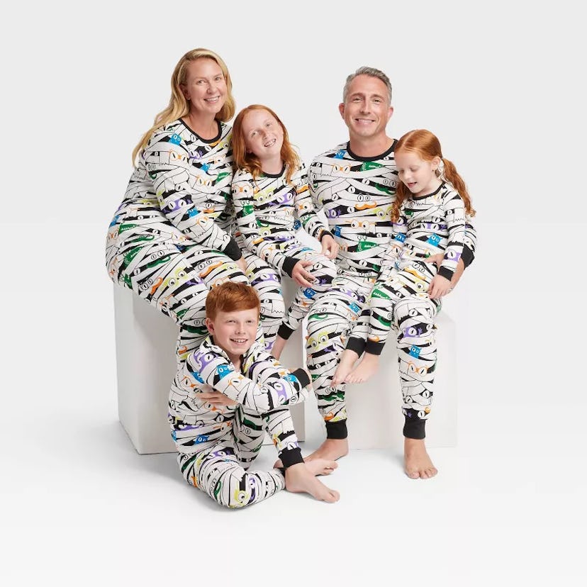 Kids' Glow-In-The-Dark Mummy Halloween Matching Family Pajama Set