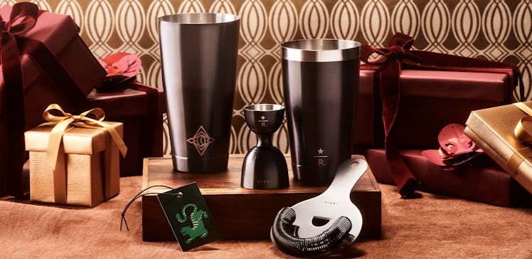 The Starbucks 2023 holiday merch includes a mixologist set. 