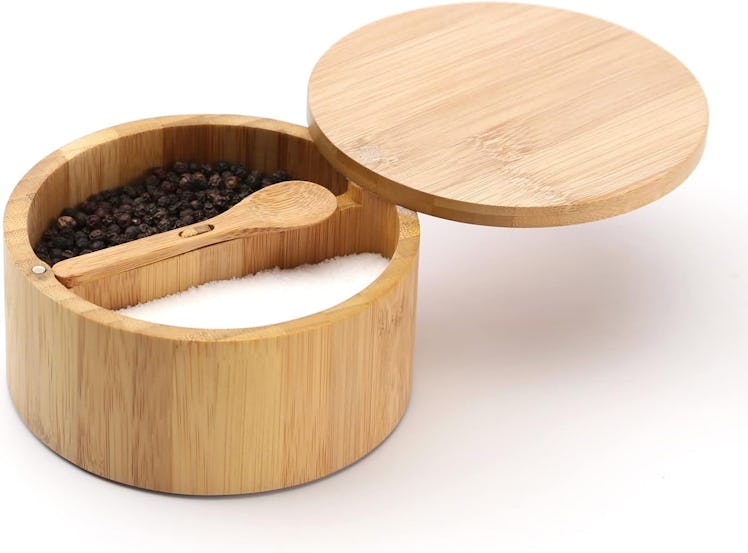 KITCHENDAO Bamboo Salt and Pepper Bowl Box
