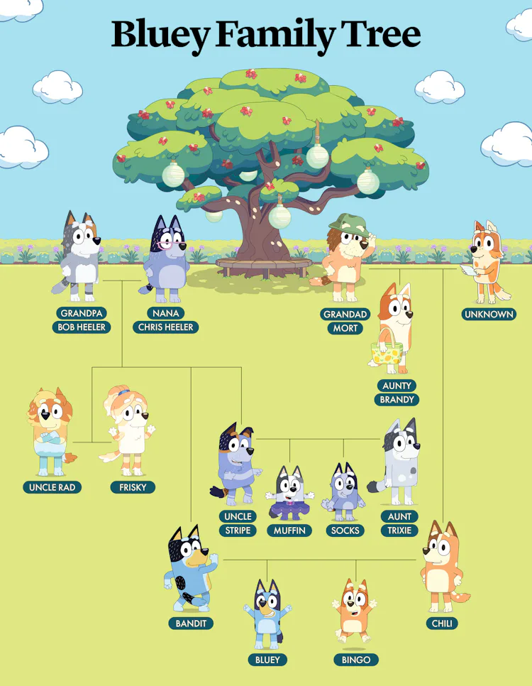 Bluey Tree 'Bluey' Family Tree: How Bingo, Bandit, Chilli, & More Characters Are ...