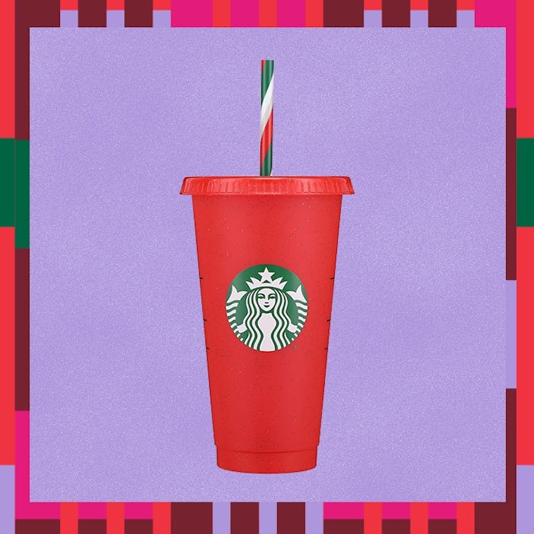 The Starbucks holiday merch collection includes a $5 glitter cup. 