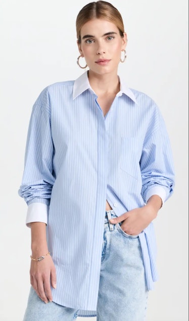 Good American Striped Button-up