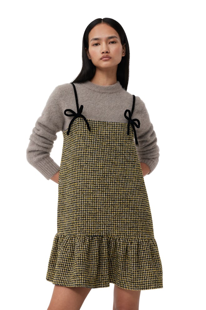 Woollen Checkered Mini Dress
