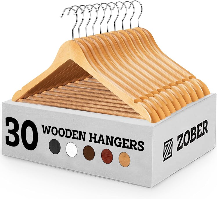 Zober Wooden Hangers (30-Pack)