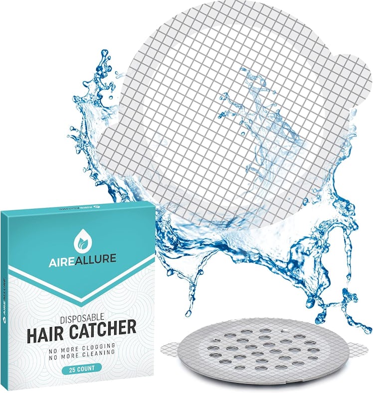 Aire Allure Disposable Shower Drain Hair Catcher Stickers (25-Pack)