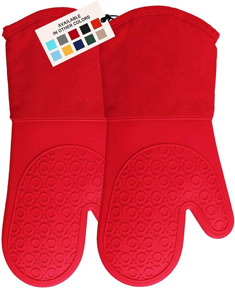 HOMWE Extra Long Professional Silicone Oven Mitts (2-Pack)