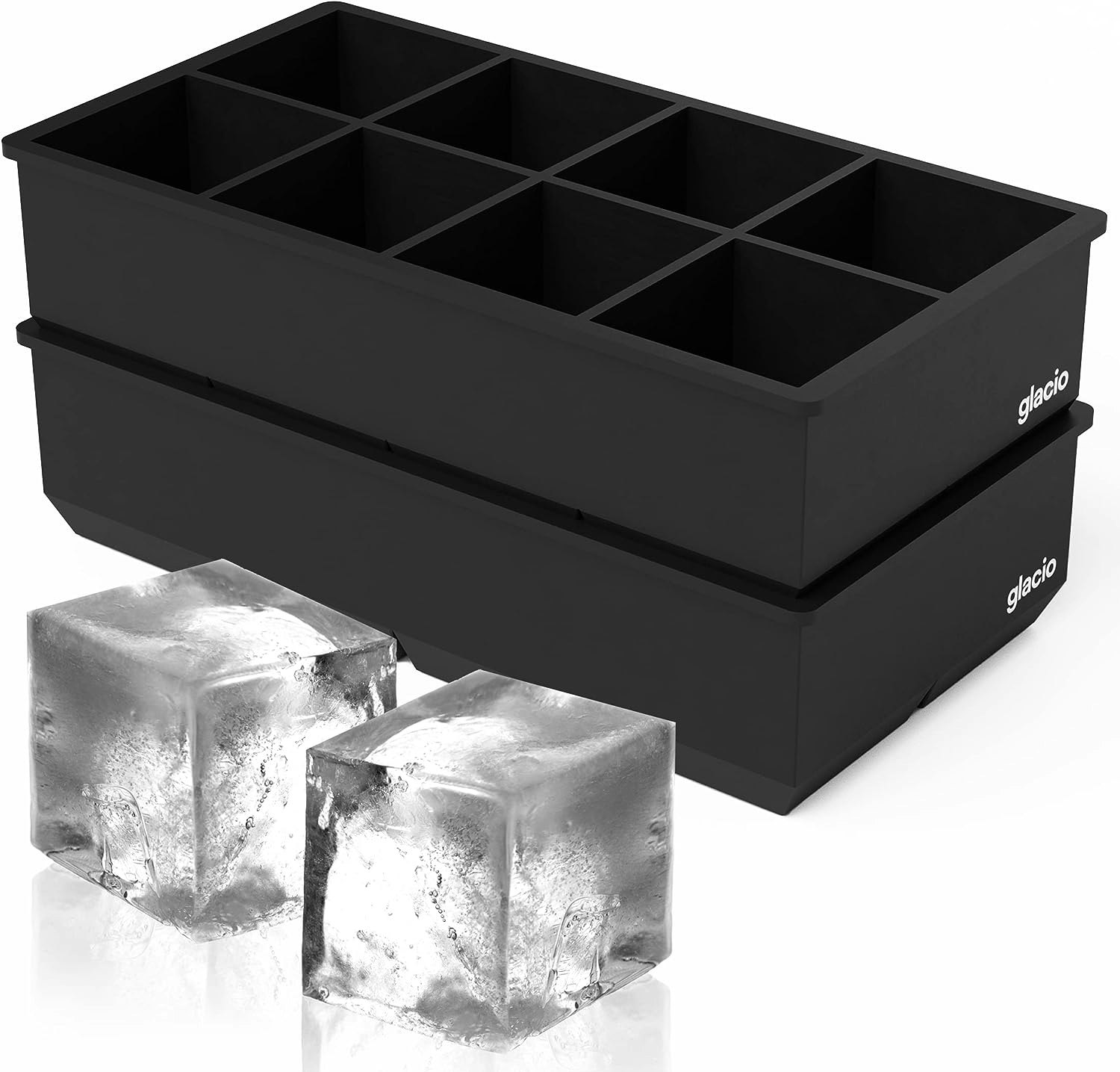 SHELLTON Ice Cube Tray With Silicone For Freezer Comes with Ice Container  Scoop and Cover,Blue 