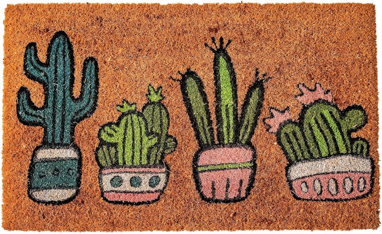 SlipToGrip Natural Coir Cactus Design Door Mat