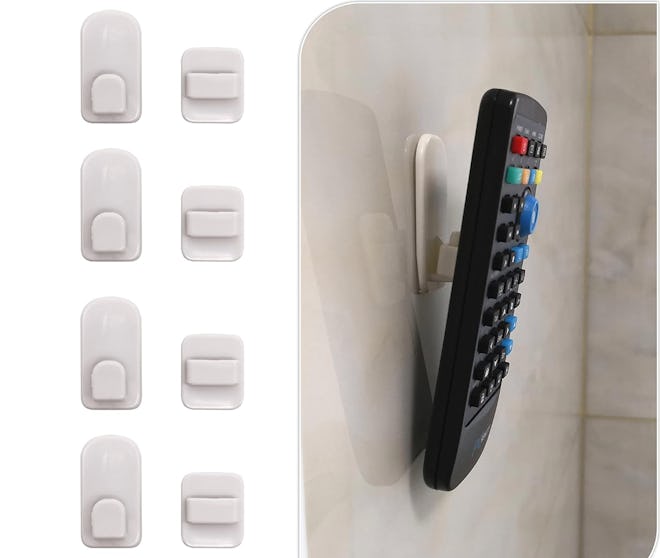 Excelity Adhesive Remote Controller Plastic Wall Hook (4-Pack)