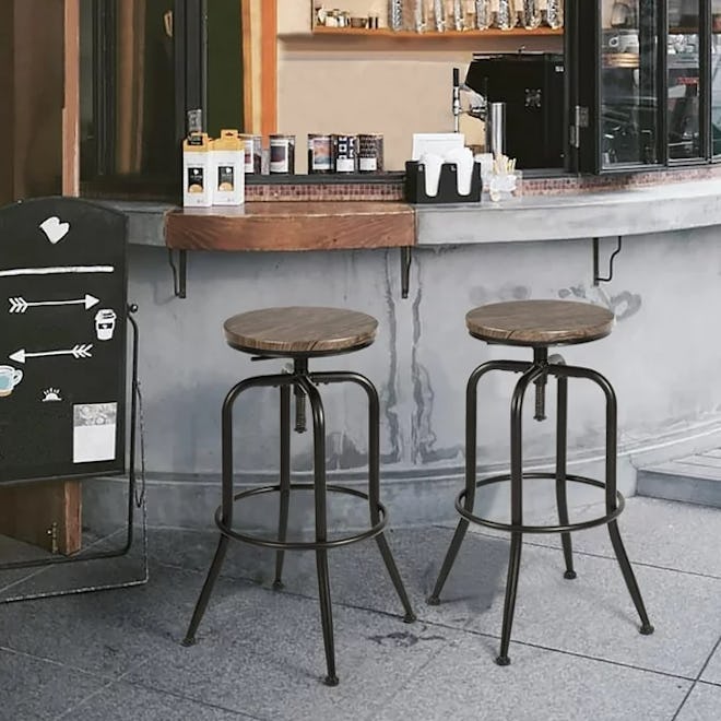 Wood Style Round Bar Stool