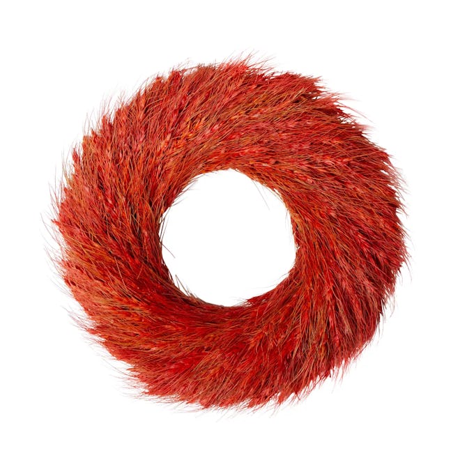 Northlight Red and Orange Ears of Wheat Fall Harvest Wreath, 12" for Thanksgiving fall porch decor