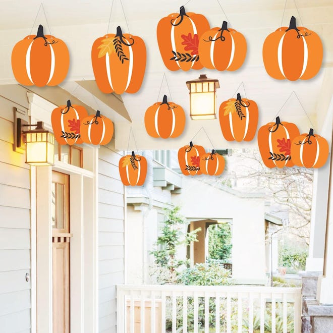 Big Dot of Happiness Hanging Fall Pumpkins for Thanksgiving fall porch decor