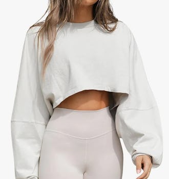 BAIGRAM Oversized Crop Long-Sleeve Slouchy Tee