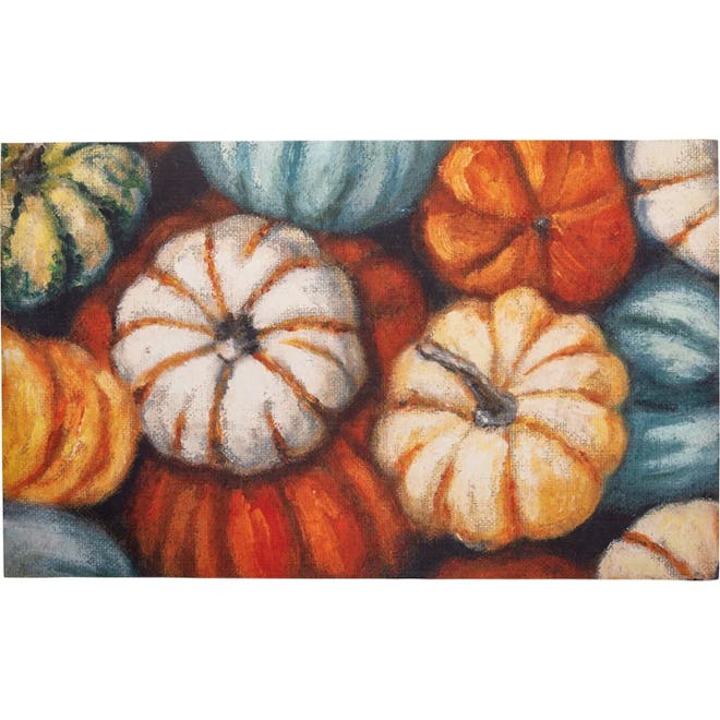 Colorful Fall Pumpkins Indoor Outdoor Rug for Thanksgiving fall porch decor