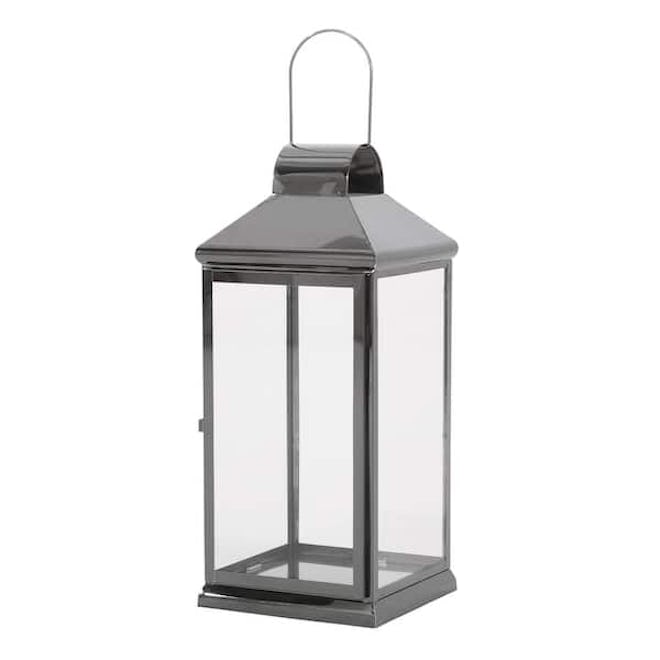 Hobbs 9.5 in. x 22 in. Black Stainless Steel Lantern for Thanksgiving fall porch decor