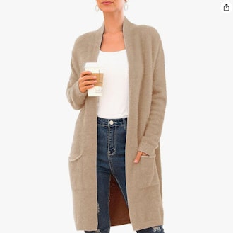 QIXING Casual Open Front Knit Cardigan