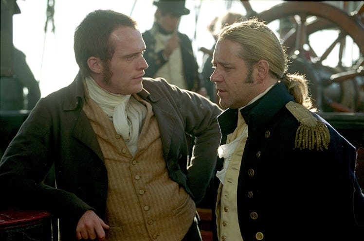 Paul Bettany as Stephen Maturin and Russell Crowe as Jack Aubrey.