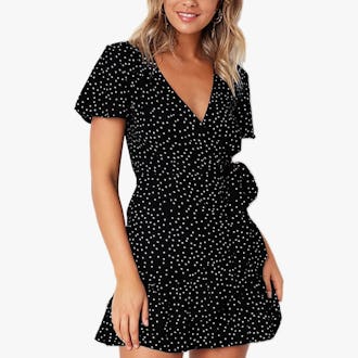 Relipop Short Sleeve Print Dress V Neck