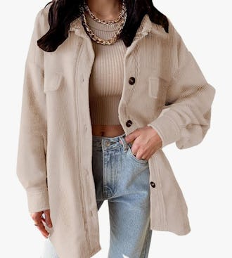 VICHYIE Corduroy Shacket