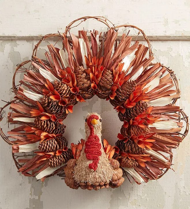 Autumn Turkey Wreath for Thanksgiving fall porch decor