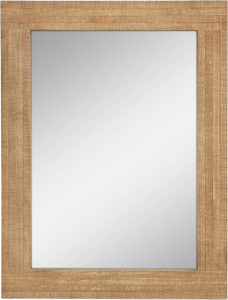 Stonebriar Rectangle Natural Wood Hanging Wall Mirror