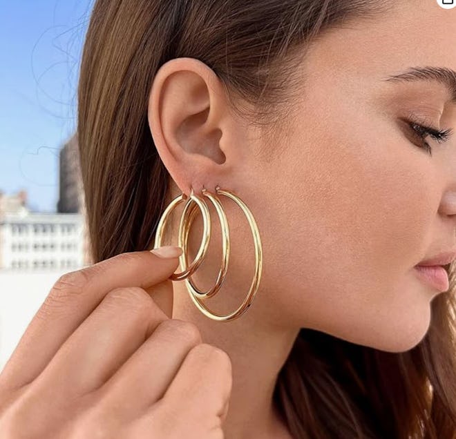OOOPEL 4mm Thick Gold Chunky Earrings
