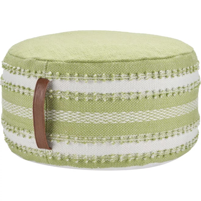 Woven Stripes Pouf with Handle