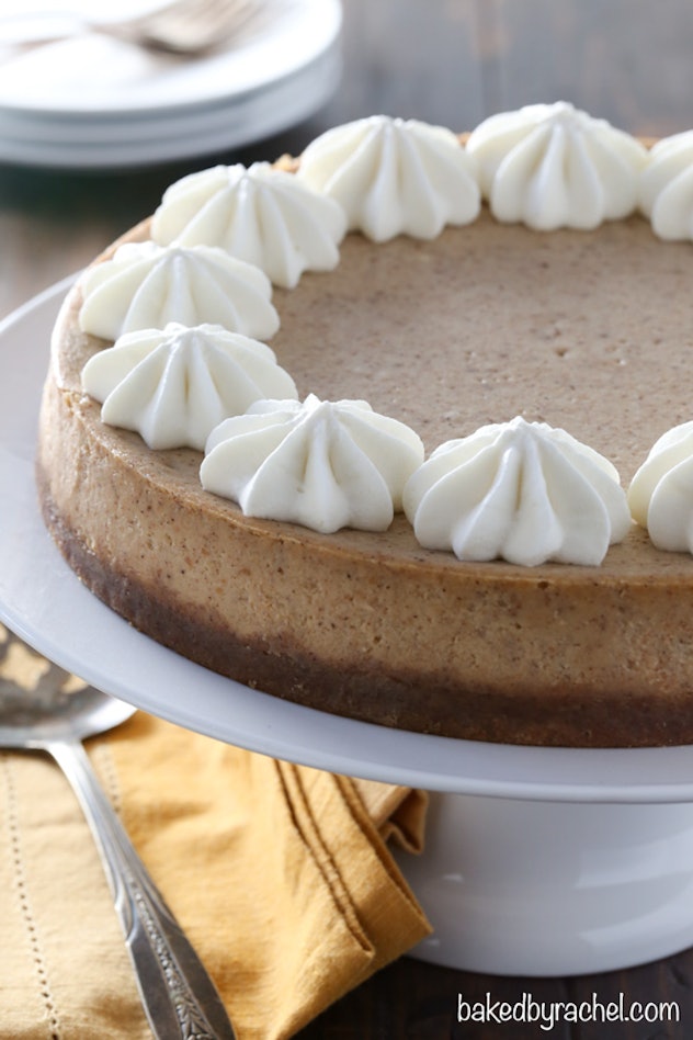 Cinnamon apple butter cheesecake, a Thanksgiving fall dessert that isn't pie