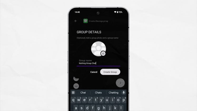 Creating a group message with Nothing Chats app