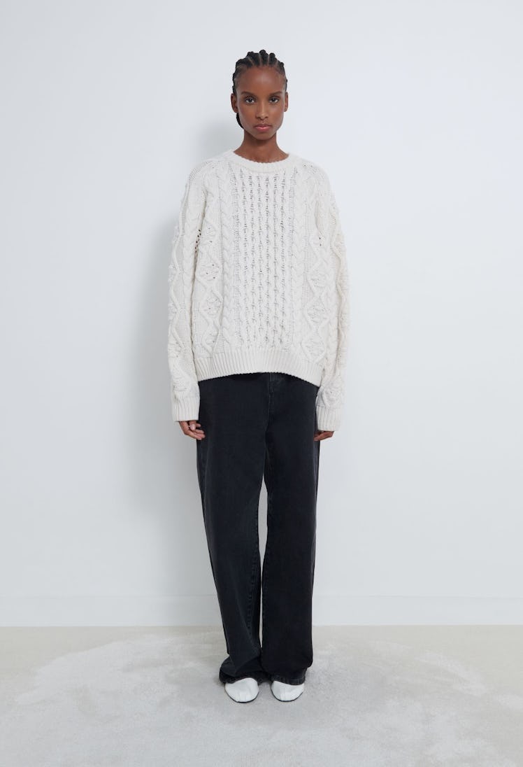 SECAS Cable Knit Wool Cashmere Sweater