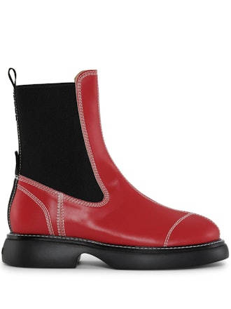 Contrast-Stitching 30mm Faux-Leather Chelsea Boots