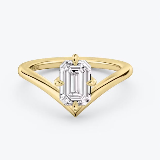 The Signature V Emerald Engagement Ring