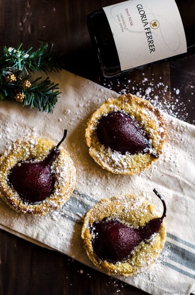 Poached pear tarts, a fall dessert for Thanksgiving that isn't pie.