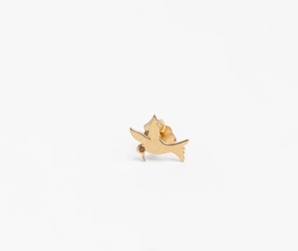Daughter Of The Earth Flat Gold Hummingbird Earring