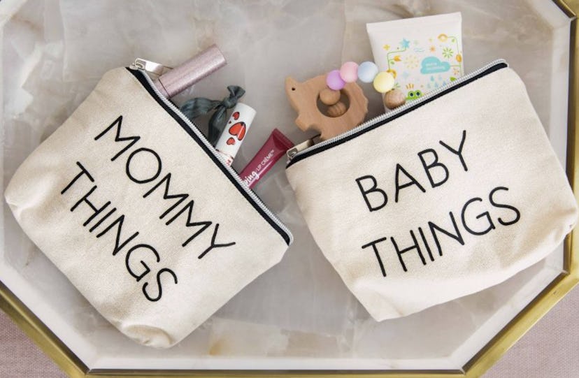 Mommy and Baby Canvas Travel Pouch Set