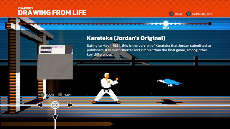 The Making of Karateka timeline screen
