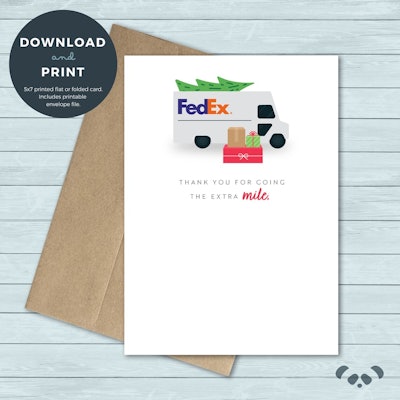 Printable Thank You Card for FedEx Delivery Person