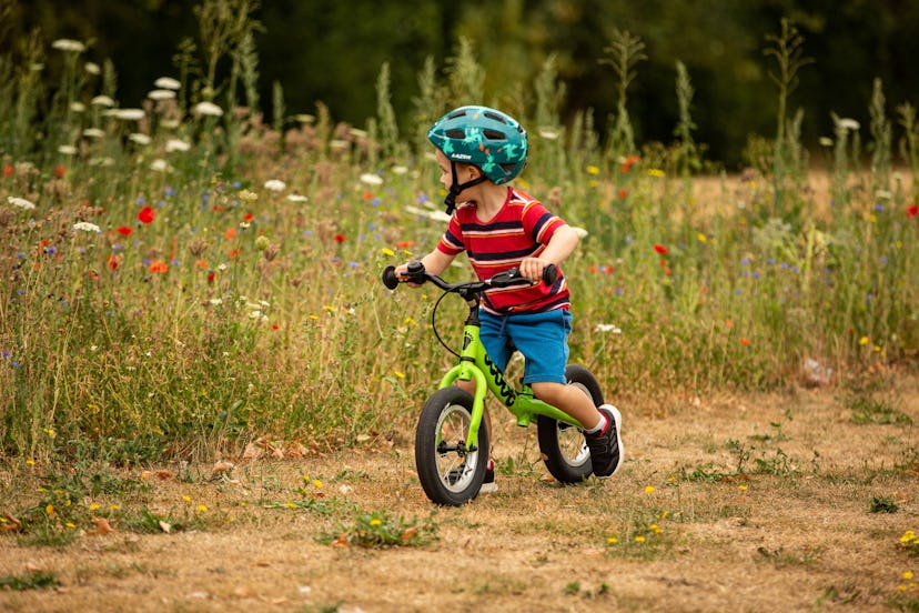 A little 3 year old riding a Ridgeback Scoot balance bike