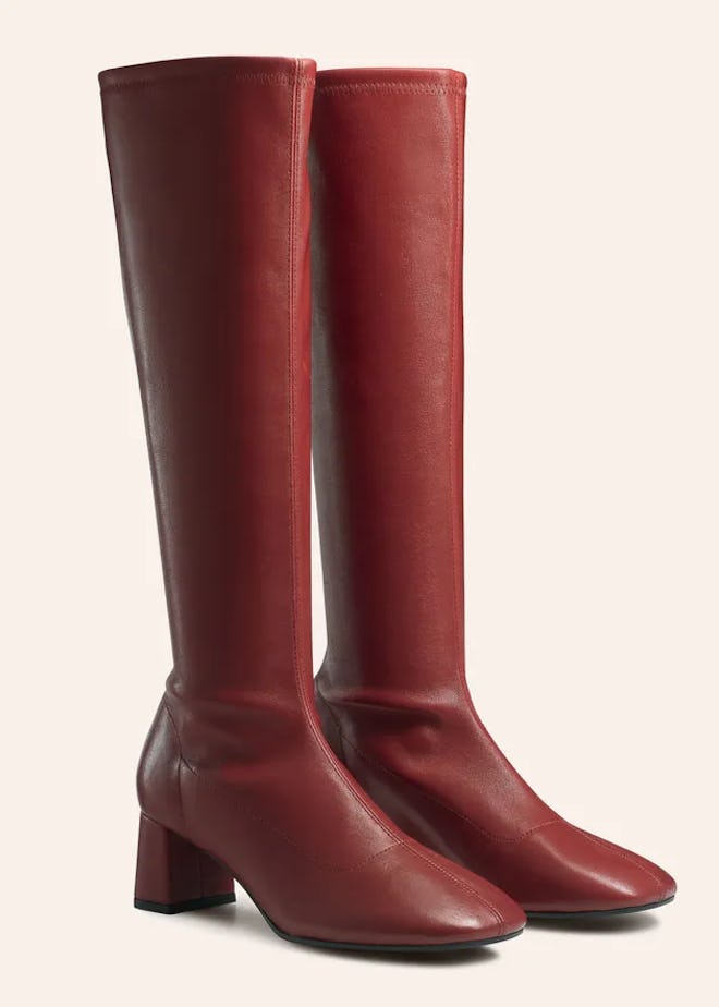 Knee High Stretch Leather Boot