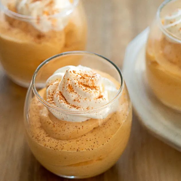 Pumpkin pie mousse, a fall dessert for Thanksgiving that isn't pie