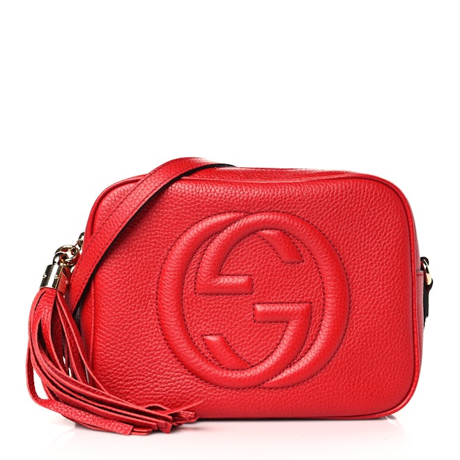  Gucci Pebbled Calfskin Small Soho Disco Bag Vibrant Red