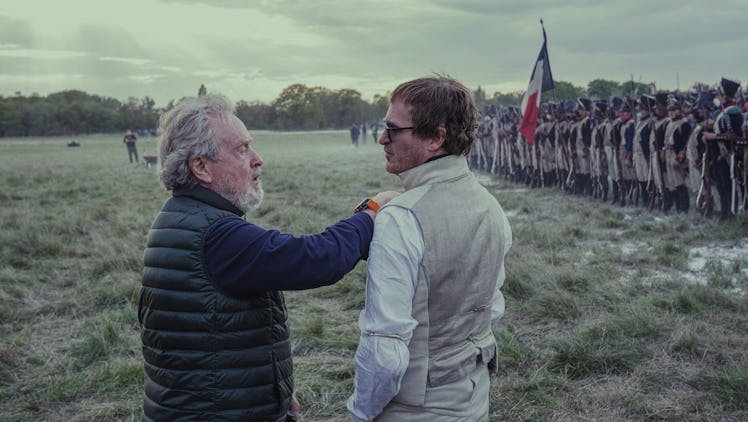 Ridley Scott and Joaquin Phoenix on the set of Napoleon.